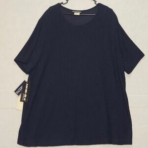 SHARADE of California Women's Navy Blue Textured Knit Top Size 24W